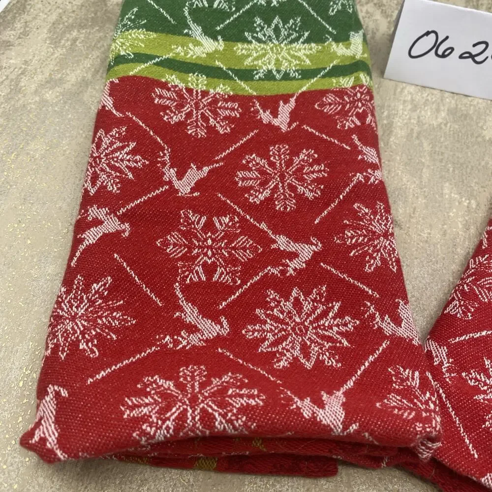 Pier 1 Imports Christmas Red/Green Deer Cloth Placemats - Set of 2